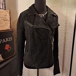 NWT Stone Row perforated suede leather jacket size S
